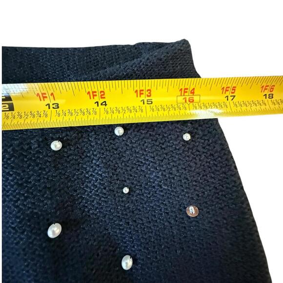 Bonnie Boerer Co. Beaded Knit Pencil Skirt Black Small – Vintage 80s Hong Kong - Picture 3 of 4